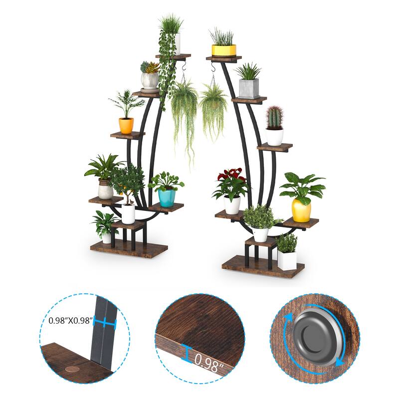 59.8"H Wood Rectangular MultiTiered Indoor Plant Stand with 6Tier
